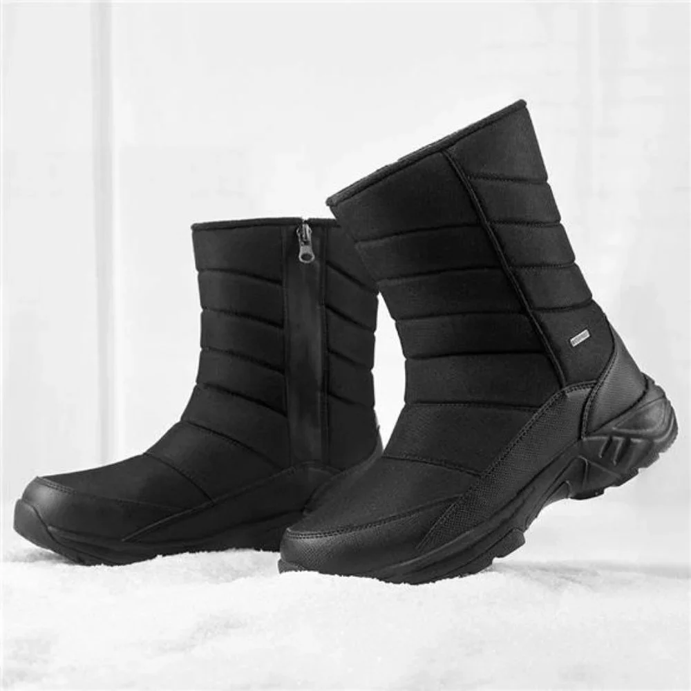 Men's Winter Mid-Calf Snow Boots Fur Warm Waterproof Slip On